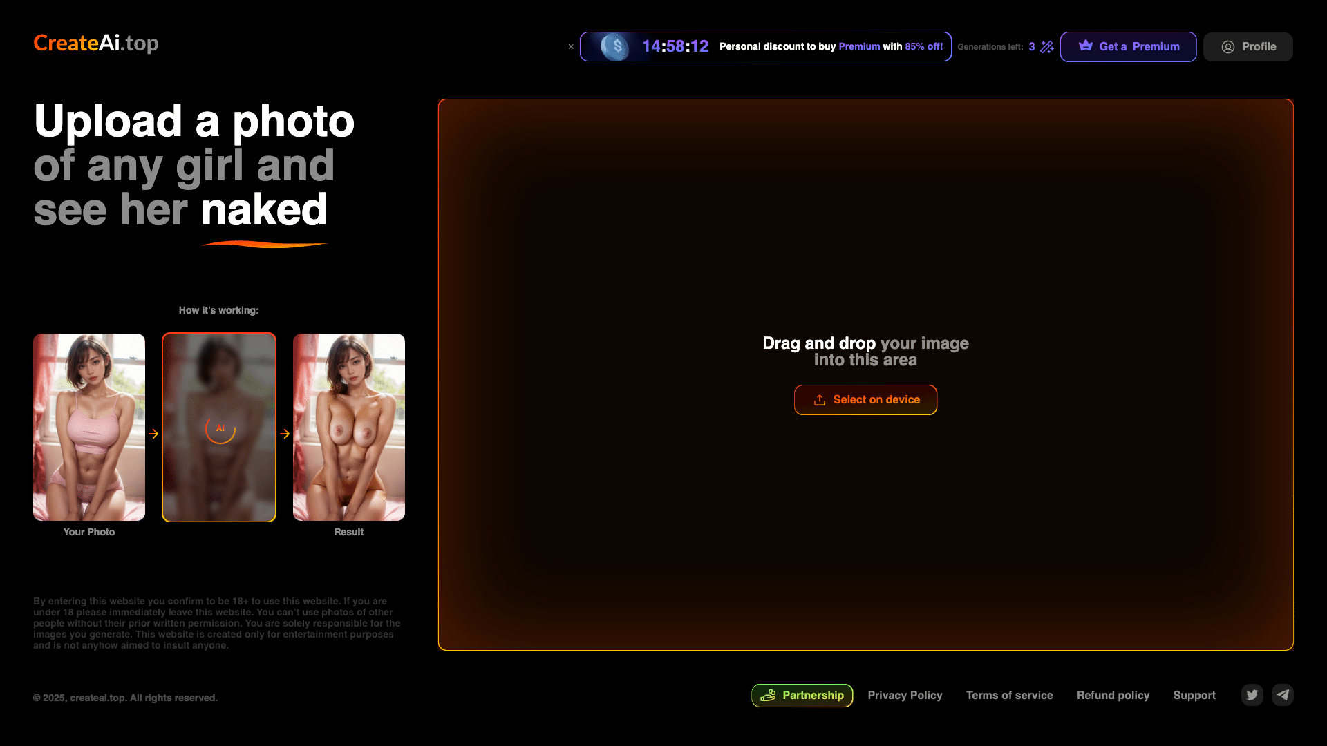 Screenshot of the CreateAI.top website